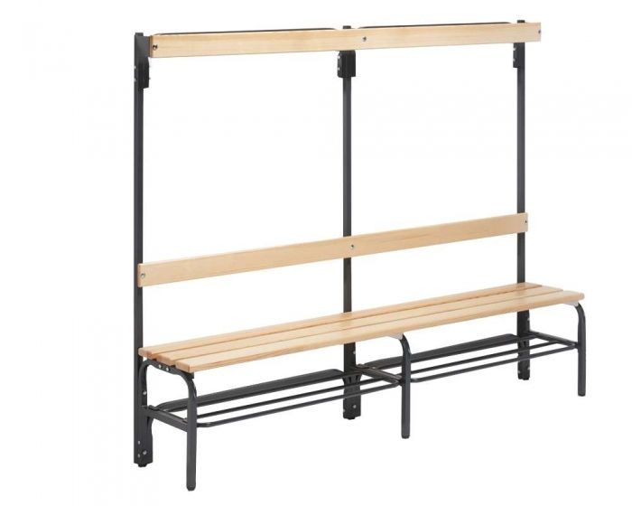 Umkleidebank einseitig mit  Rückenlehne Sitzfläche Holz für Innenbereich